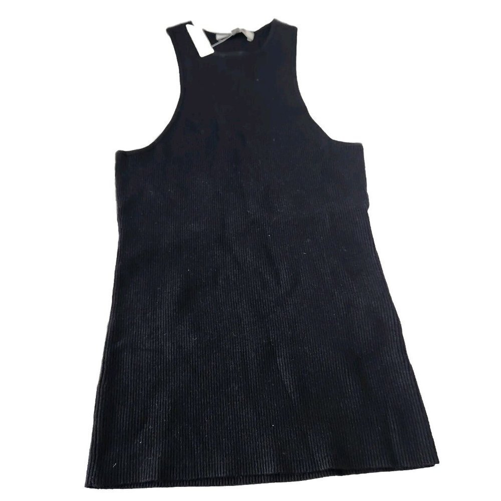 Madewell Women's Size XS Cutaway Tank Black Ribbed New